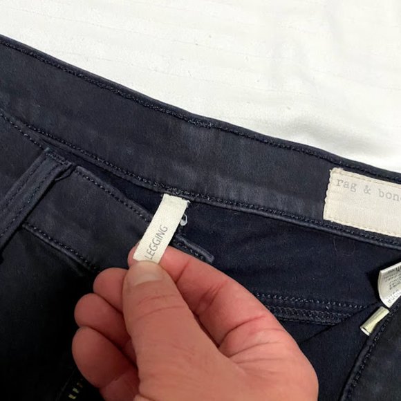 Rag & Bone Mid Rise Soft Twill Jeggings, Washed Black Size 27 - Picture 9 of 14